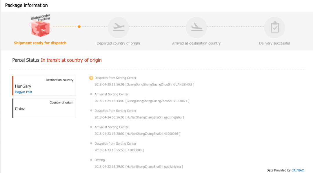 Parcel arrived at the destination country. Shenzhen - package Departed. Departed from Transit Country/Region. Шэньчжэнь Суйфэньхэ посылки отследить.